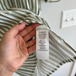 Vince Coast Striped Long Sleeve Shirtdress Green White