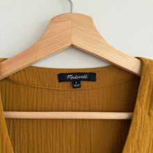 Load image into Gallery viewer, Madewell Lightspun Colette V-Neck Tiered Balloon Sleeve Dress Antique Gold 6
