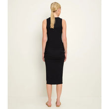 Load image into Gallery viewer, Michael Stars Wren Ribbed Crew Neck Sleeveless Bodycon Midi Dress Black M
