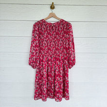 Load image into Gallery viewer, Eliane Rose Floral Print Smocked Long Sleeve Dress Red M
