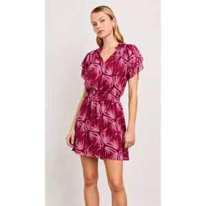 Rails Terrin Ruffled Neckline Smocked Waistband Mini Dress Bahia XS NWT