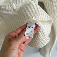 Load image into Gallery viewer, Pistola Eva Cable-Knit Cropped Crew Neck Pullover Sweater White M
