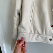 Load image into Gallery viewer, Truth by Republic Faux Leather Snap Front Cropped Bomber Jacket Cream M
