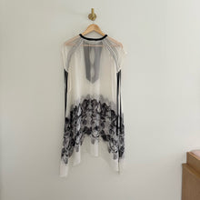 Load image into Gallery viewer, Silk Crystal Embellished Sheer Tie-Short Sleeve Swimwear Cover Up White/Black

