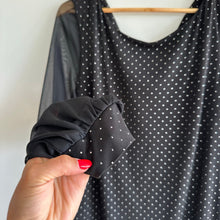Load image into Gallery viewer, Frank Lyman Polka Dot Semi-Sheer Long Sleeve Mini Dress Black 14 NWT
