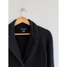 Load image into Gallery viewer, C by Bloomingdales 2-Ply Cashmere Button Front Knit Sweater Blazer Black L
