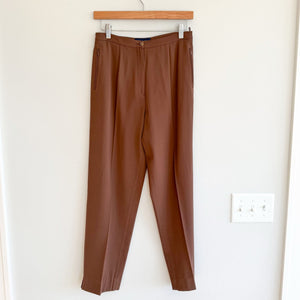 Piazza Sempione Pure Wool Pleated Front High Rise Dress Pant Trousers Brown 44