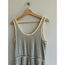 Load image into Gallery viewer, By Together Lounging For Life Striped Pattern Sleeveless Jumpsuit Blue White L
