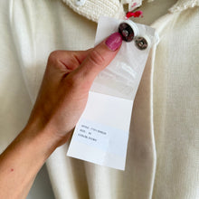 Load image into Gallery viewer, Julie Brown Snap Front Belted Oversized Collar Sweater Dress Ivory M NWT
