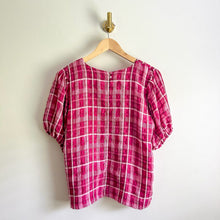 Load image into Gallery viewer, Madewell Plaid Puff-Sleeve Top Pink S
