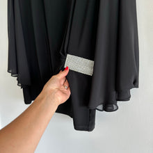 Load image into Gallery viewer, Joseph Ribkoff 3/4 Sleeve Sheer Overlay Chiffon Blouse Black 14
