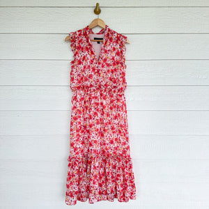 Laundry By Shelli Segal Floral Print Sleeveless Ruffles Casual Maxi Dress Red 10