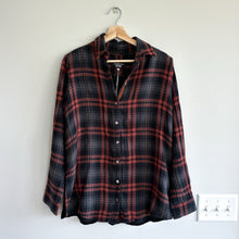 Load image into Gallery viewer, Johnny Was Artemis Velvet Embroidered Back Plaid Button Up Shirt Black Red S NWT

