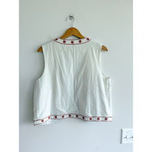 Load image into Gallery viewer, Sadie &amp; Sage Warm Horizon Cotton Embroidered Vest White Brown M

