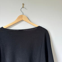 Load image into Gallery viewer, Lafayette 148 New York Ribbed Round Neck 3/4 Sleeve Pullover Sweater Black L

