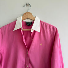 Load image into Gallery viewer, Lauren Ralph Lauren Classic Colorblock Button Down Shirt Pink White M
