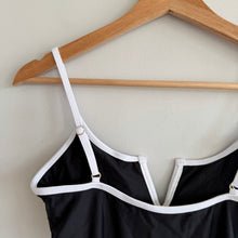 Load image into Gallery viewer, Skota Swim Amor Notch Neckline Adjustable Strap One Piece Swimsuit Black L NWT
