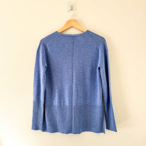 Nordstrom Signature Cashmere V-Neck Pullover Sweater Blue XS