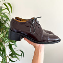 Load image into Gallery viewer, MARE Patent Leather Lace Up Almond-Toe Oxford Loafer Shoes Brown 38.5
