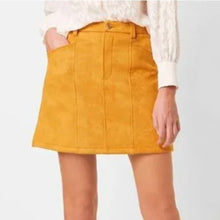 Load image into Gallery viewer, French Connection Faux Suede Lined Casual Mini Skirt Orange 2
