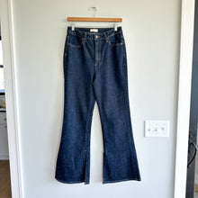 Load image into Gallery viewer, Oliver Logan Russel Denim High Waist Slit Hem Flared Jeans Blue 27
