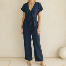 Load image into Gallery viewer, Madewell V-Neck Short Sleeve Straight Leg Jumpsuit Blue 00
