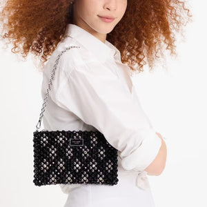 Kate Spade Purl Flower Beaded Purl Mini Shoulder Bag Black NWT