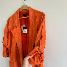 Load image into Gallery viewer, ST. JOHN Silken Suede Slouchy Strap Sleeve Jacket Soft Sienna Orange NWT
