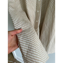 Load image into Gallery viewer, Max Studio Stripe Button Front Elastic Waist A-Line Midi Skirt Beige White M
