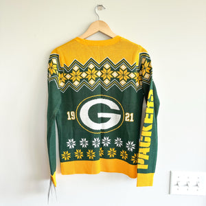NFL Team Apparel Packers Ugly V-Neck Button Up Cardigan NWT