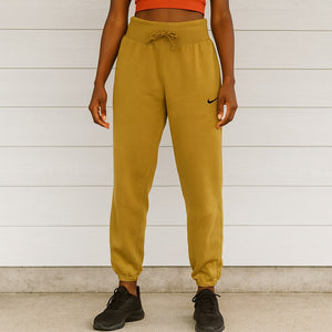 Nike Cotton Fleece Drawstring Waist Jogger Sweatpants Yellow