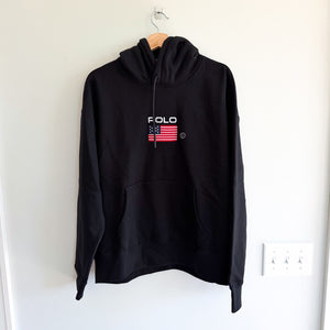 Polo Ralph Lauren USA Flag Patch Fleece Hoodie Sweatshirt L NWT