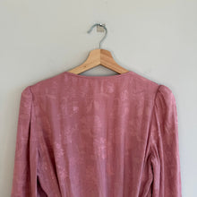 Load image into Gallery viewer, Wilfred Callie Floral Print Satin Long Sleeve Mini Wrap Dress Pink M
