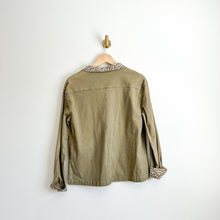 Load image into Gallery viewer, Peyton Jensen Button Front Safari Military Jacket Olive Green S
