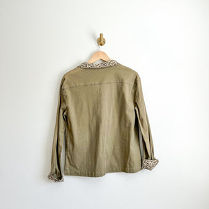 Peyton Jensen Button Front Safari Military Jacket Olive Green S