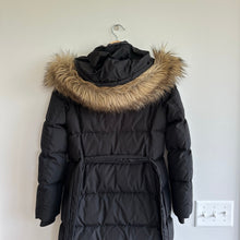 Load image into Gallery viewer, J. Crew Wintress Faux-Fur Hood Mid Length Outdoor Puffer Coat Black XS
