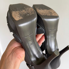 Load image into Gallery viewer, YSL Saint Laurent Tribute Leather Platform Sandals in Grey 39 NEW

