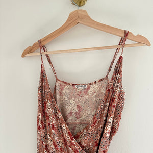 Free People All My Love Pink Floral Wrap Mini Dress Pink/Red XS