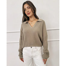 Load image into Gallery viewer, Splendid x Cella Jane Blog Ribbed Knit Collared Pullover Sweater Brown M
