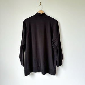 Eileen Fisher Stretch Jersey Knit Mock Neck Long Sleeve Top Black M