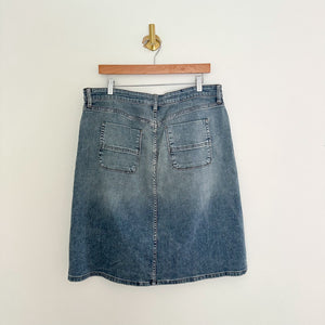 KUT From The Kloth Rose Button Front Denim Straight Skirt Blue 14