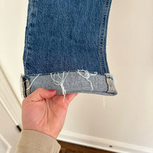 Load image into Gallery viewer, Gap Denim High Rise Cheeky Distressed Button Fly Cuffed Straight Jeans Blue 8
