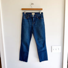 Load image into Gallery viewer, L'Agence Sada High Rise Raw Hem Denim Cropped Slim Jeans Blue 25
