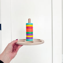 Load image into Gallery viewer, Lovevery Babbler Play Kit 12 Colors Wooden Base Flexible Ring Stacker
