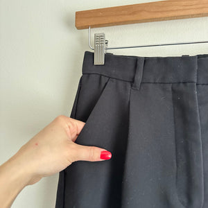 Abercrombie & Fitch Sloane Tailored High Rise Pleated Wide Leg Pants Black 25