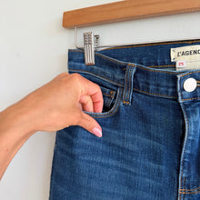 Load image into Gallery viewer, L'Agence Sada High Rise Raw Hem Denim Cropped Slim Jeans Blue 25
