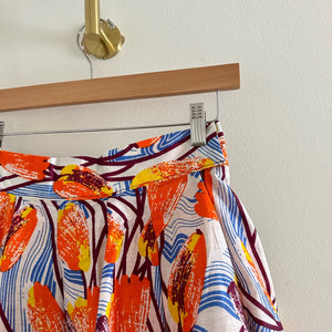 NWT Francis + Benedict Handmade Floral Pattern A-Line Mini Skirt Orange XS