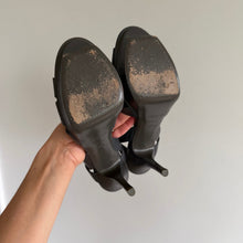 Load image into Gallery viewer, YSL Saint Laurent Tribute Leather Platform Sandals in Grey 39 NEW
