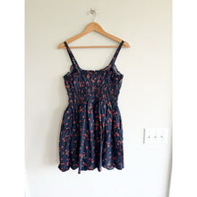 Load image into Gallery viewer, Abercrombie &amp; Fitch Bra-Free Smocked Waist Mini Dress Blue M NWT
