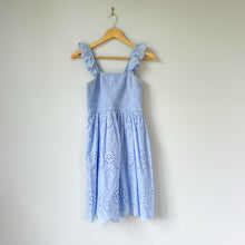Load image into Gallery viewer, ANDRÉE by UNIT Smocked Eyelet Sleeveless Square Neck Mini Dress Blue L
